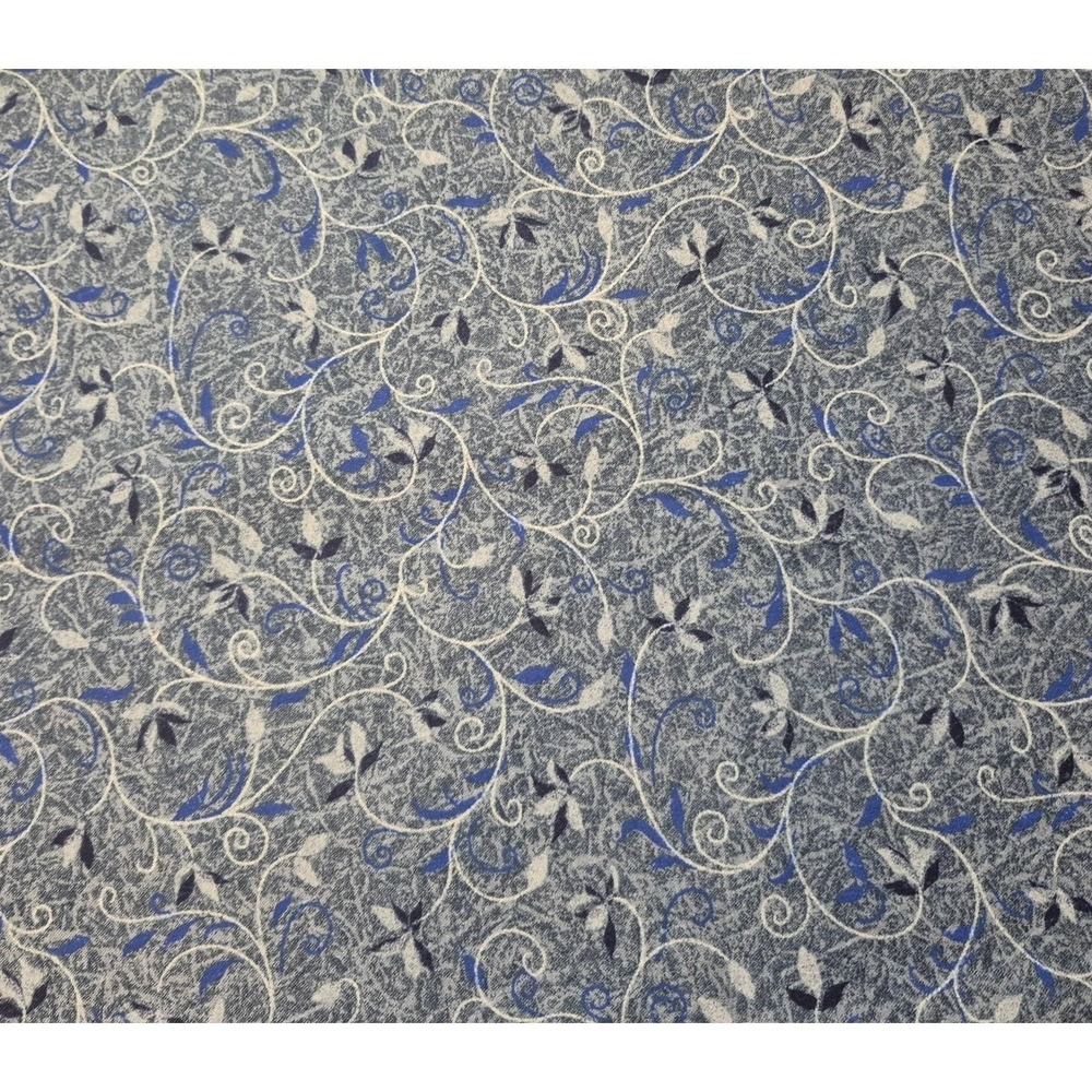 Tonal Blue and White Vines and Swirls Cotton Fabric 1 Yard Blender